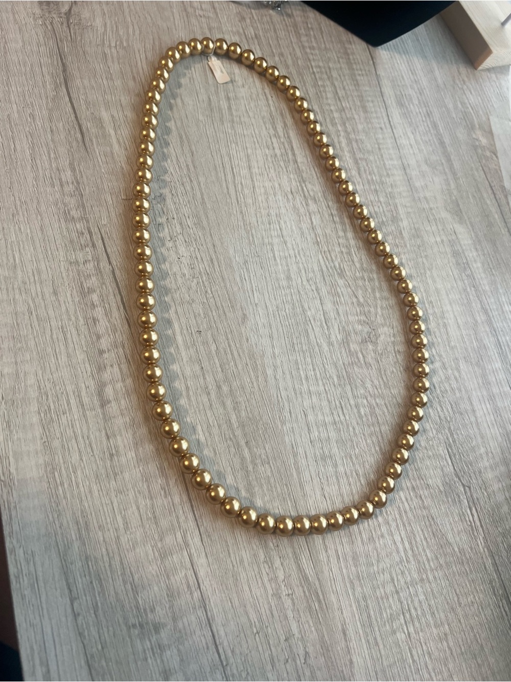 Gold Tone Beaded Statement Necklace | Classic Ball Bead Strand - Picture 4 of 6